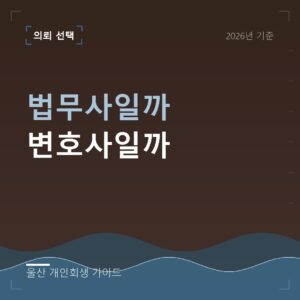 울산 개인회생 법무사일까 변호사일까
